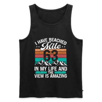 63 Year Old Hiker Mountains Hiking 63 Birthday - Männer Premium Bio Tank Top - Schwarz - Vorne - AI Model Male 178 light (178cm)