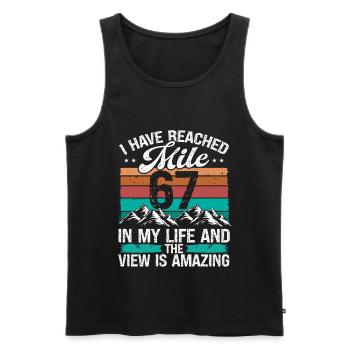 67 Year Old Hiker Mountains Hiking 67 Birthday - Männer Premium Bio Tank Top - Schwarz - Vorne - AI Model Male 178 light (178cm)