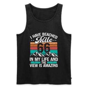 66 Year Old Hiker Mountains Hiking 66 Birthday - Männer Premium Bio Tank Top - Schwarz - Vorne - Michal (187cm)