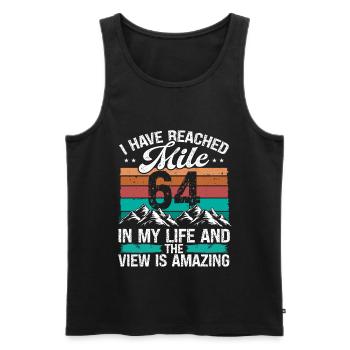 64 Year Old Hiker Mountains Hiking 64 Birthday - Männer Premium Bio Tank Top - Schwarz - Vorne - AI Model Male 178 light (178cm)