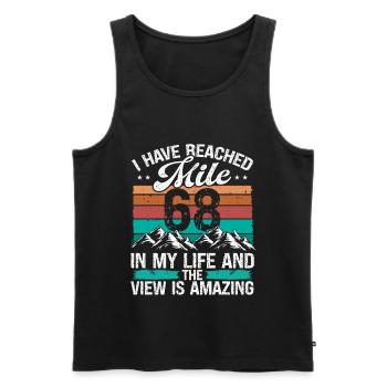 68 Year Old Hiker Mountains Hiking 68 Birthday - Männer Premium Bio Tank Top - Schwarz - Vorne - AI Model Male 178 light (178cm)