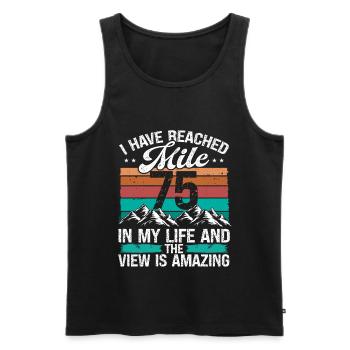 75 Year Old Hiker Mountains Hiking 75 Birthday - Männer Premium Bio Tank Top - Schwarz - Vorne - AI Model Male 178 light (178cm)
