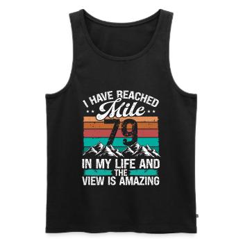 79 Year Old Hiker Mountains Hiking 79 Birthday - Männer Premium Bio Tank Top - Schwarz - Vorne - AI Model Male 178 light (178cm)