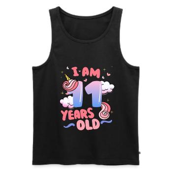I am 11 years old | Unicorn theme | 11. - Men's Premium Organic Tank Top - black - Front - AI Model Male 178 light (178cm)