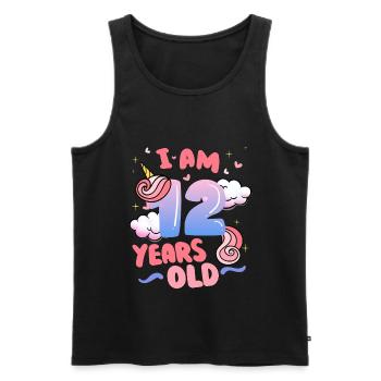 I am 12 years old | Unicorn theme | 12. - Men's Premium Organic Tank Top - black - Front - Michal (187cm)