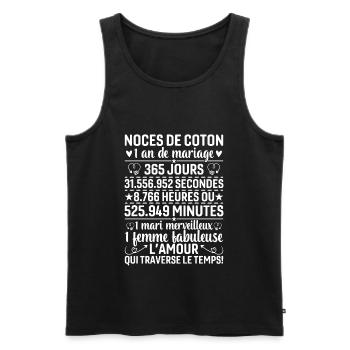 Noces De Coton 1 An De Mariage - Débardeur bio Premium Homme - noir - Devant - Michal (187cm)