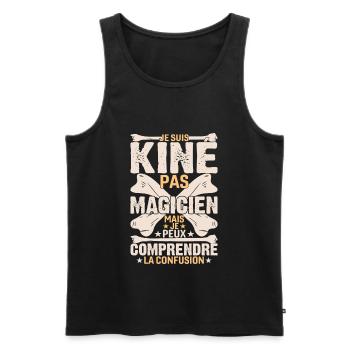 Je Suis Kiné Pas Magicien - Débardeur bio Premium Homme - noir - Devant - Michal (187cm)