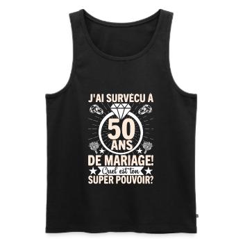Cadeau Pour 50 Ans De Mariage - Débardeur bio Premium Homme - noir - Devant - Michal (187cm)