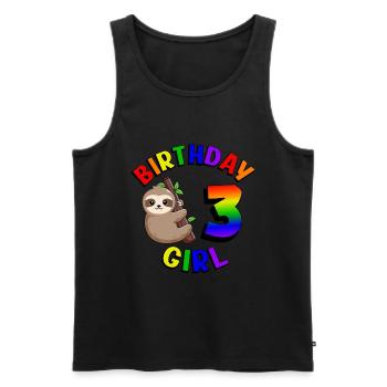 Geburtstag 3 Mädchen Niedliches Baby Faultier - Männer Premium Bio Tank Top - Schwarz - Vorne - Michal (187cm)