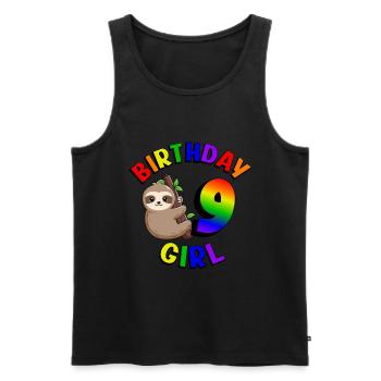 Geburtstag 9 Mädchen Niedliches Baby Faultier - Männer Premium Bio Tank Top - Schwarz - Vorne - Michal (187cm)
