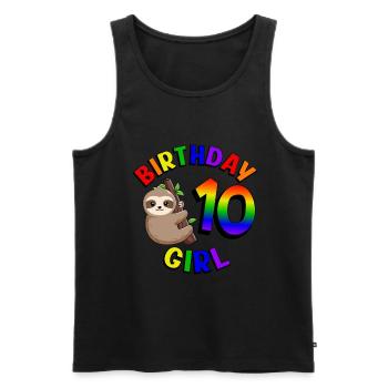 Geburtstag 10 Mädchen Niedliches Baby Faultier - Männer Premium Bio Tank Top - Schwarz - Vorne - Michal (187cm)