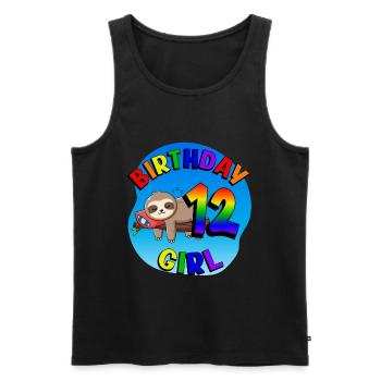 Geburtstag 12 Mädchen Süßes Baby Faultier - Männer Premium Bio Tank Top - Schwarz - Vorne - Michal (187cm)