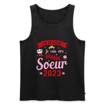 Je Vais Être Grande Sœur 2023 - Débardeur bio Premium Homme - noir - Devant - Michal (187cm)