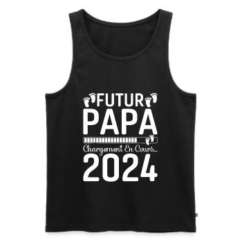 Futur Papa 2024 Père Idée Cadeau Fête Des Pères - Débardeur bio Premium Homme - noir - Devant - Michal (187cm)