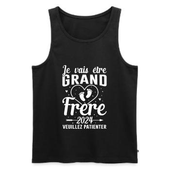 Je Vais Être Grand Frère 2024 - Débardeur bio Premium Homme - noir - Devant - Michal (187cm)