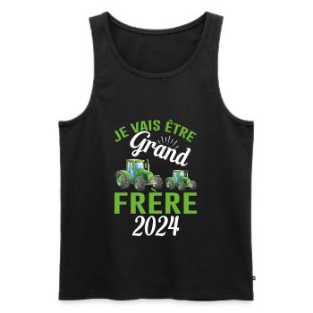 Je Vais Être Grand Frère 2024 - Débardeur bio Premium Homme - noir - Devant - Michal (187cm)