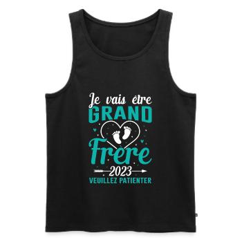 Je Vais Être Grand Frère 2023 - Débardeur bio Premium Homme - noir - Devant - Michal (187cm)