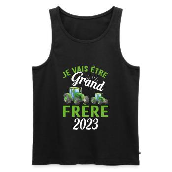 Je Vais Être Grand Frère 2023 - Débardeur bio Premium Homme - noir - Devant - Michal (187cm)