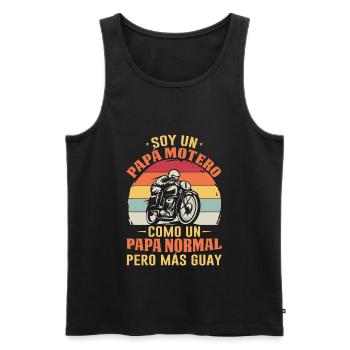 Je Suis Un Papa Motard Pas Normal Mais Plus Cool - Débardeur bio Premium Homme - noir - Devant - Michal (187cm)