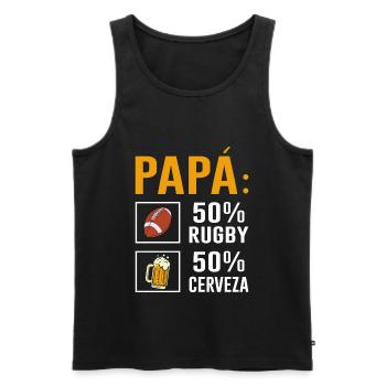 Papa 50% Rugby 50% Bière Cadeau De Fête Des Pères - Débardeur bio Premium Homme - noir - Devant - Michal (187cm)
