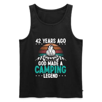 42 Year Old Camping Legend Scout 42Birthday Camper - Men's Premium Organic Tank Top - black - Front - AI Model Male 178 light (178cm)