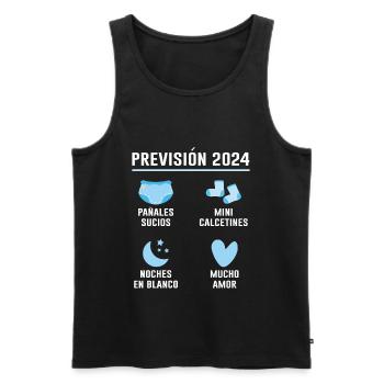 Prévisions Pour 2024 Cadeau De Grossesse 2024 - Débardeur bio Premium Homme - noir - Devant - AI Model Male 178 light (178cm)