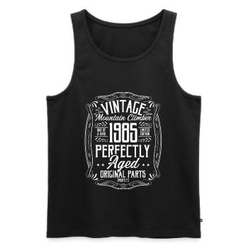 1985 Hiking Mountains Retro Hiker Born in 1985 - Männer Premium Bio Tank Top - Schwarz - Vorne - Michal (187cm)