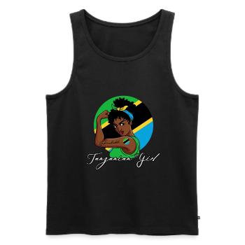 Unzerbrechliches tansanisches Mädchen - Männer Premium Bio Tank Top - Schwarz - Vorne - AI Model Male 178 light (178cm)