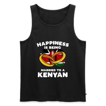 Glücklich ist, wer mit einem Kenianer verheiratet - Männer Premium Bio Tank Top - Schwarz - Vorne - Michal (187cm)
