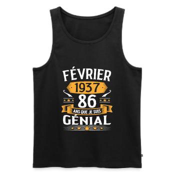 Février 1937 86 Ans Anniversaire Vintage Cadeau - Débardeur bio Premium Homme - noir - Devant - Michal (187cm)