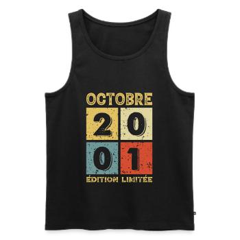 Octobre 2001 Anniversaire Idée Cadeau Vintage - Débardeur bio Premium Homme - noir - Devant - Michal (187cm)