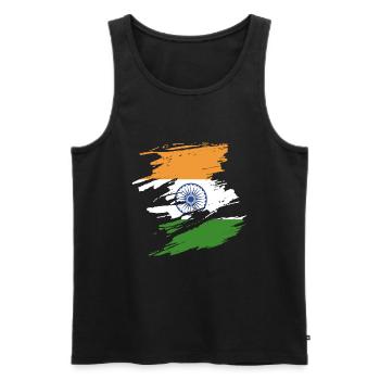 Support India gift - Men's Premium Organic Tank Top - black - Front - Michal (187cm)