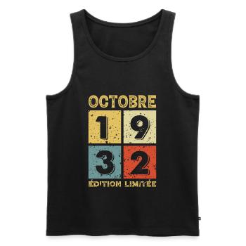 Octobre 1932 Édition Limitée Anniversaire Vintage - Débardeur bio Premium Homme - noir - Devant - Michal (187cm)