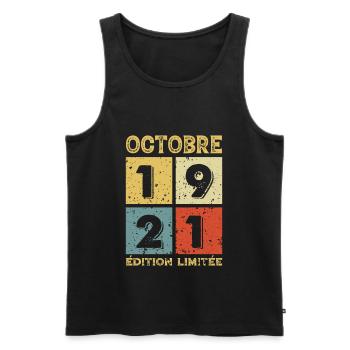 Octobre 1921 Édition Limitée - Débardeur bio Premium Homme - noir - Devant - Michal (187cm)
