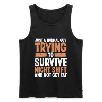 Factory Worker Night Shift Production Worker - Men's Premium Organic Tank Top - black - Front - AI Model Male 178 light (178cm)