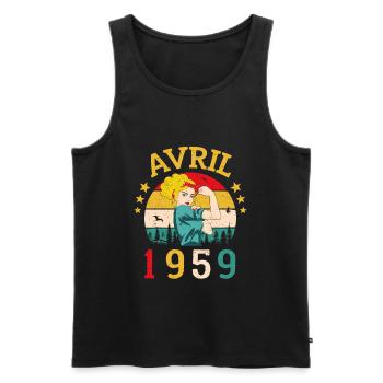 Avril 1959 Anniversaire Vintage Happy Birthday - Débardeur bio Premium Homme - noir - Devant - Michal (187cm)