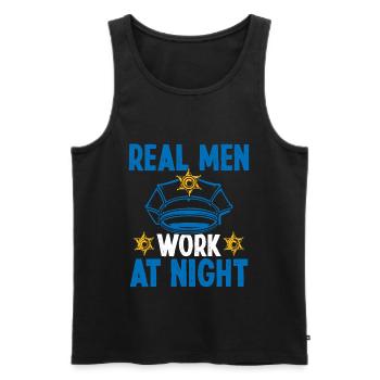 Police Officer Real Men work at Night Policeman - Men's Premium Organic Tank Top - black - Front - AI Model Male 178 light (178cm)