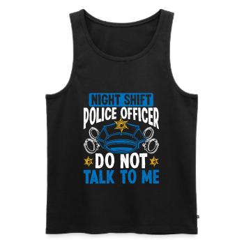 Policier de nuit Ne parlez pas Policier - Débardeur bio Premium Homme - noir - Devant - Michal (187cm)