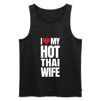 Cadeau de femme thaïlandaise - Débardeur bio Premium Homme - noir - Devant - Michal (187cm)