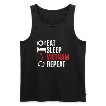 Manger sommeil vietnam cadeau - Débardeur bio Premium Homme - noir - Devant - Michal (187cm)