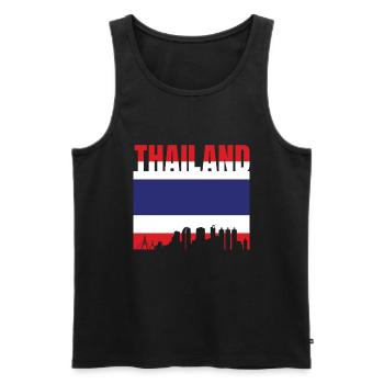 Thaïlande Drapeau Skyline Cadeau - Débardeur bio Premium Homme - noir - Devant - Michal (187cm)