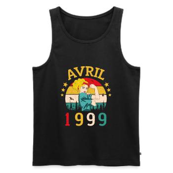Avril 1999 Anniversaire Vintage Happy Birthday - Débardeur bio Premium Homme - noir - Devant - Michal (187cm)
