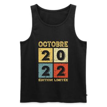 Anniversaire Vintage Idée Cadeau Octobre 2022 - Débardeur bio Premium Homme - noir - Devant - Michal (187cm)