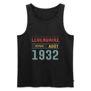 Légendaire Depuis Août 1932 Anniversaire Cadeau - Débardeur bio Premium Homme - noir - Devant - Michal (187cm)