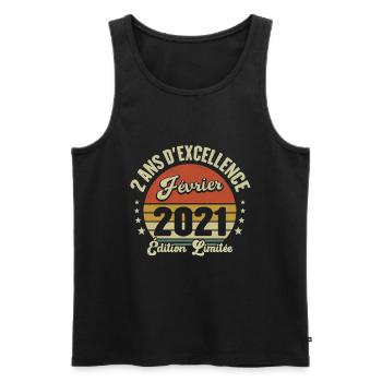 2 Ans D'excellence Février 2021 Édition Limitée - Débardeur bio Premium Homme - noir - Devant - Michal (187cm)