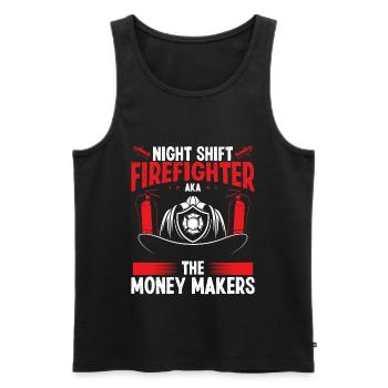 Night Shift Firefighter Money Maker Firemen - Men's Premium Organic Tank Top - black - Front - AI Model Male 178 light (178cm)