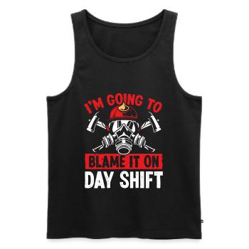 Firefighter Blame it on Day Shift Night Firemen - Men's Premium Organic Tank Top - black - Front - Michal (187cm)