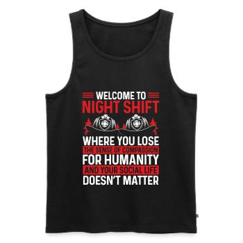 Humor Night Shift Firefighter Funny Firemen - Men's Premium Organic Tank Top - black - Front - Michal (187cm)