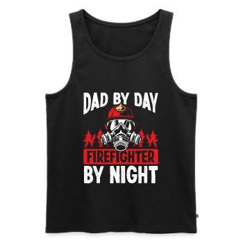 Pompier de nuit Papa Fête des Pères Pompiers - Débardeur bio Premium Homme - noir - Devant - Michal (187cm)