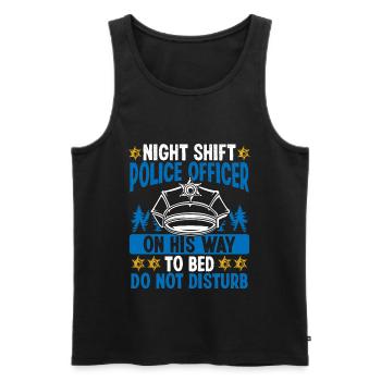 Policier de nuit sur le lit Officier de police - Débardeur bio Premium Homme - noir - Devant - Michal (187cm)
